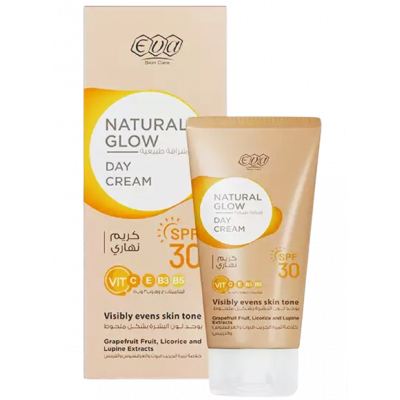 EVA SKIN CARE NATURAL GLOW DAY CREAM SPF 30+ WITH VITAMINS C, E, B3 & B5 — EVENS SKIN TONE 50 GM